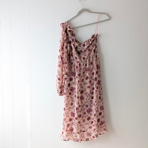NWT For Love & Lemons Agnes Pink Floral One Shoulder Dress, size M - Picture 3 of 11